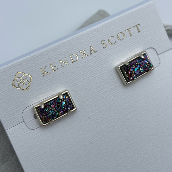 Kendra Scott Paola Gold Earrings with Drusy Stones 🦄 - Picture 2 of 4